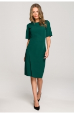 Ołówkowa Sukienka z Ozdobną Zakładką na Spódnicy - Zielona