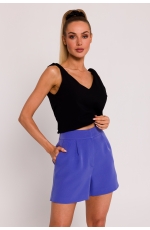 Jasnofioletowe Kobiece Szorty z Zakładkami