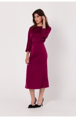 Bordowa Midi Sukienka Typu Rybka