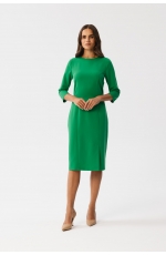 Zielona Ołówkowa Sukienka z Rozcięciem