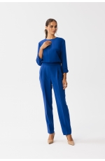 Chabrowy Elegancki Kombinezon z Łezką w Dekolcie