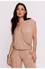 Cappuccino Kobieca Bluzka Wiskozowa na Zakładkę