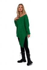 Asymetryczny Sweter Oversize - Szmaragdowy