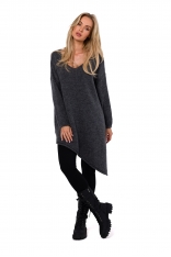 Asymetryczny Sweter Oversize - Szary