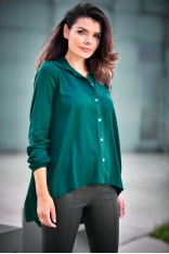 Elegancka Koszula z Dłuższym Tyłem - Zielona