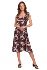 Sukienka z Wiązaniem na Ramionach w Kolorowy Print - Model 3