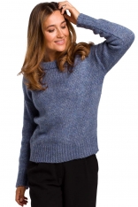 Niebieski Klasyczny Ciepły Sweter