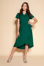 Kopertowa Sukienka  z Asymetrycznym Dołem - Zielona