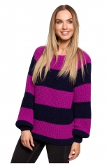 Sweter Oversize w Szerokie Pasy - Model 2