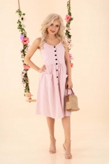 Rozkloszowana Sukienka w Paski - Różowa