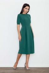 Zielona Sukienka Elegancka Wizytowa Midi