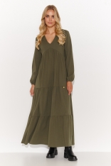 Khaki Luźna Sukienka Oversize 