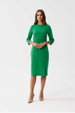 Zielona Ołówkowa Sukienka z Rozcięciem