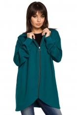 Zielona Bluza Asymetryczna z Kapturem