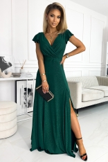 Wieczorowa Sukienka Maxi z Połyskiem - Zielona