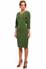 Zielona Sukienka Oversize z Ołówkowym Dołem
