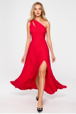 Wieczorowa Połyskująca Sukienka Maxi - Czerwona