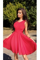 Sukienka Koktajlowa z Szyfonu - Czerwona