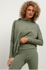 Asymetryczna Bluza z Kapturem - Zielona