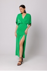 Maxi Sukienka z Długim Rozcięciem - Zielona