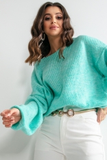 Luźny Sweter z Szerokimi Rękawami - Zielony