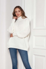 Oversizowy Sweter z Luźnym Golfem - Ecru