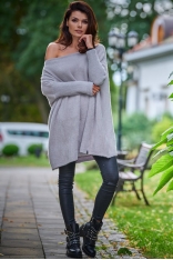 Swetrowa Sukienka Oversize - Szary