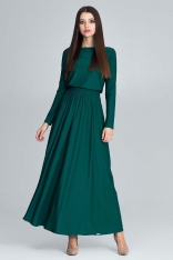 Zielona Zwiewna Sukienka Maxi z Podkreślona Talią