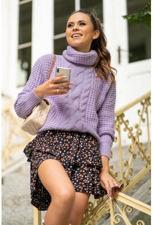 Efektowny Golf z Warkoczem - Liliowy