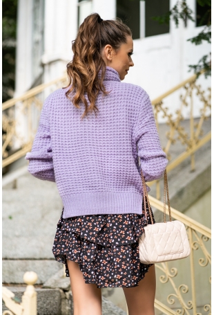 Efektowny Golf z Warkoczem - Liliowy