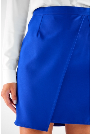 Asymetryczna Mini Spódnica - Niebieska