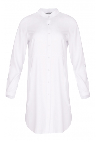 Biała Koszula -Tunika Zapinana Na Zatrzaski