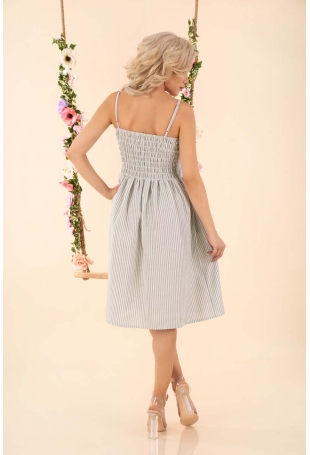 Rozkloszowana Sukienka w Paski - Miętowa