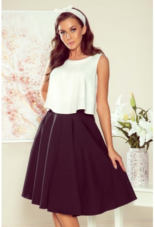 Czarna Casualowa Rozkloszowana Midi Spódnica z Kieszeniami