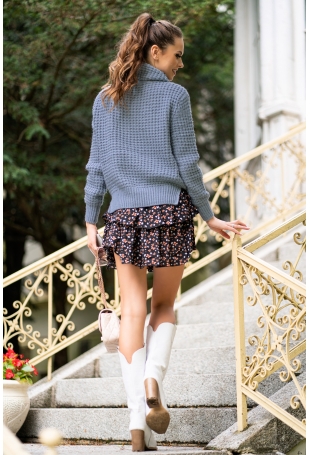 Efektowny Golf z Warkoczem - Niebieski