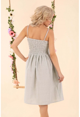 Rozkloszowana Sukienka w Paski - Miętowa