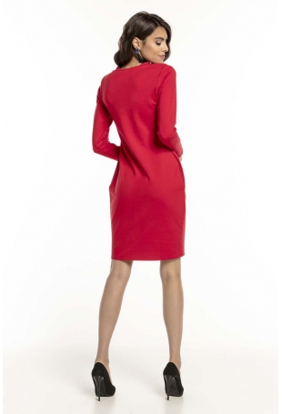 Czerwona Dzianinowa Sukienka z Dekoltem V