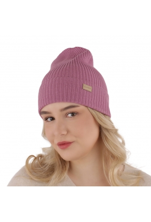 Czapka damska wiosenno - zimowa 100% wełniana merino Sophie - Fioletowa