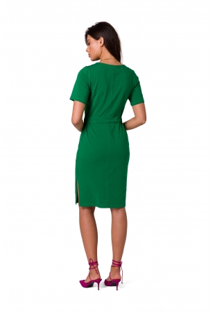 Prosta Bawełniana Sukienka z Kieszeniami - Zielona