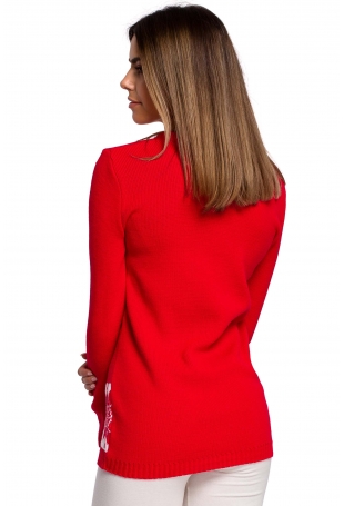 Czerwony Świąteczny Sweter z Reniferem