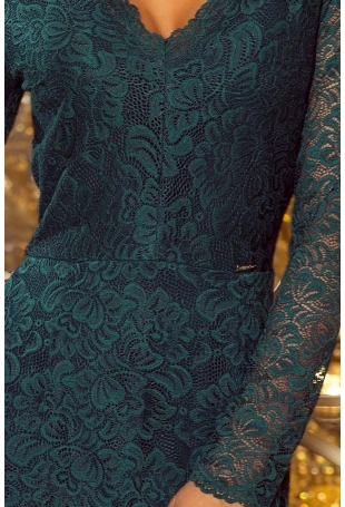 Zielona Koronkowa Sukienka Koktajlowa