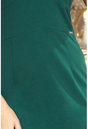 Zielona Ołówkowa Sukienka z Dekoltem V z Falbankami