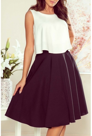 Czarna Casualowa Rozkloszowana Midi Spódnica z Kieszeniami