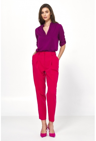Spodnie 7/8 Typu Balloon - Różowe