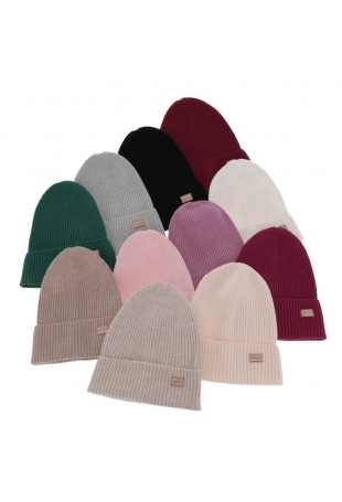 Czapka damska wiosenno - zimowa 100% wełniana merino Sophie - Bordowa