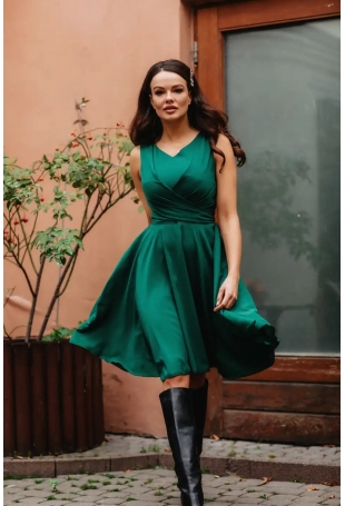 Sukienka Koktajlowa z Szyfonu - Zielona