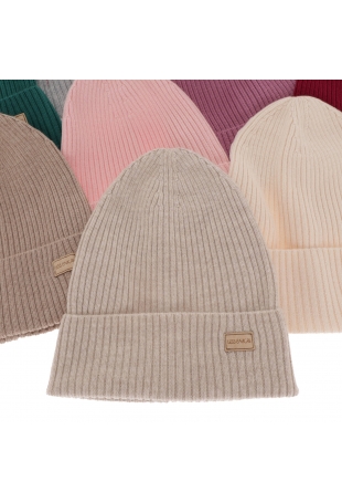 Czapka damska wiosenno - zimowa 100% wełniana merino Sophie - Bordowa