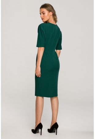 Elegancka sukienka z Kopertowym Dekoltem - Zielona