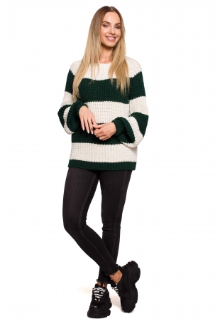 Sweter Oversize w Szerokie Pasy - Model 4