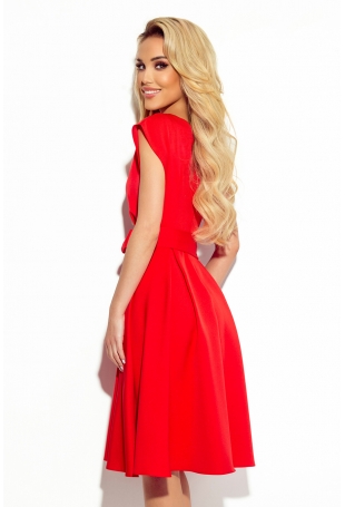 Ultrakobieca Sukienka z Kopertowym Dekoltem - Czerwona